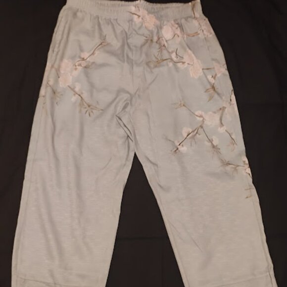 Women's Soft Blue Cherry Blossom Print Lounge Pants in Size S - Picture 1 of 5